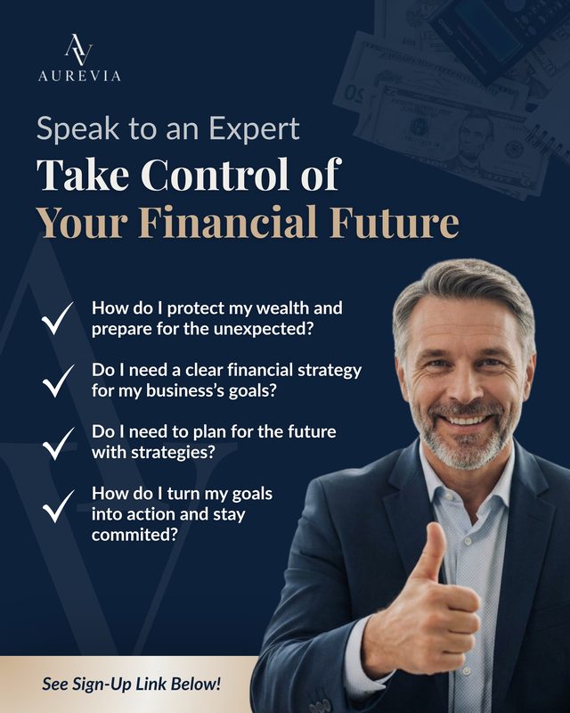 Aurevia Services Graphic Post, a Finance social media post designed by StudioEDT