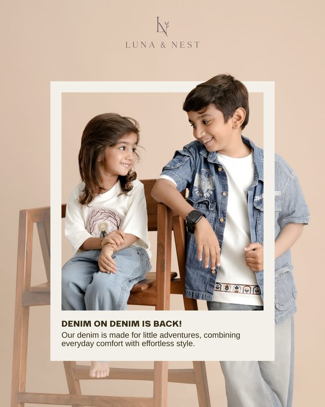 Luna & Nest Denim Drop Graphic Post, a Retail social media post designed by StudioEDT